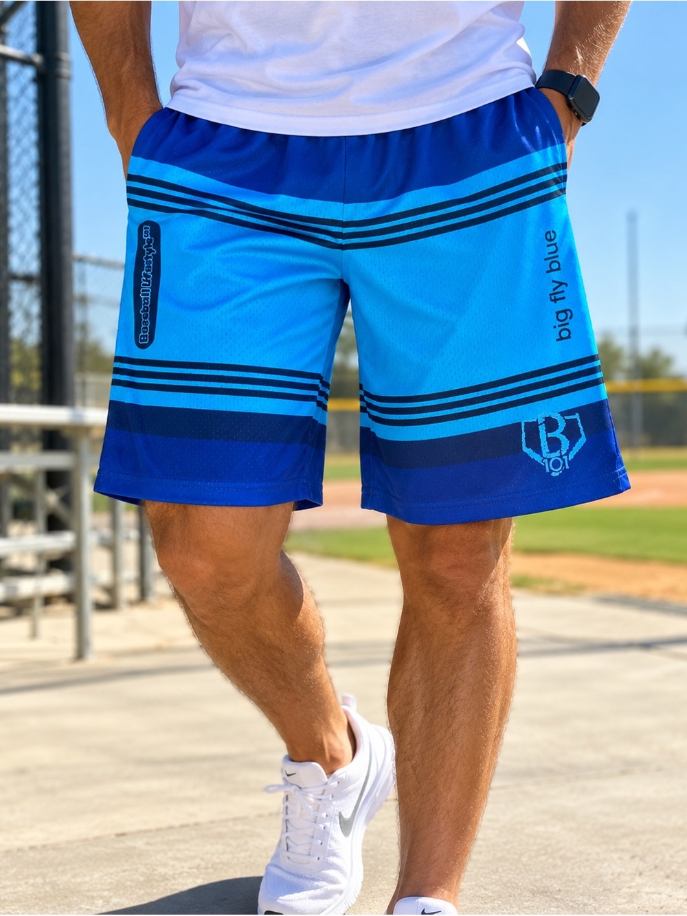 Baseball Lifestyle 101 Big Fly Blue Crayon Mesh Shorts 2XL NWT